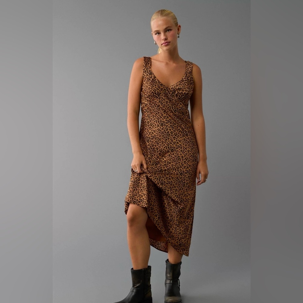 Leopard Print Sleeveless Slip Dress